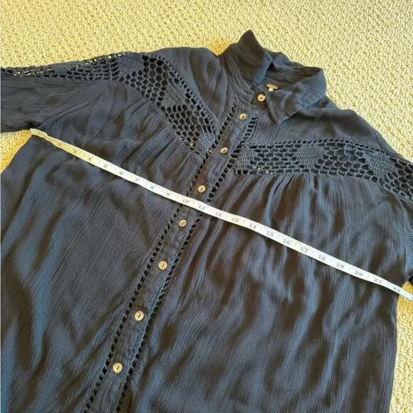 Free People Women’s Black Button Down Longsleeve Top Size XS Oversized Layer - Picture 7 of 9